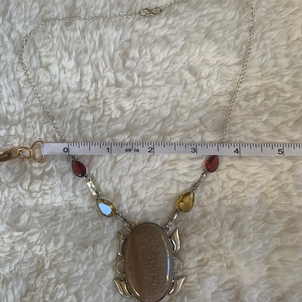 2325 Elegant Silver and Brown Necklace with Gemstone Accents - Picture 4 of 6